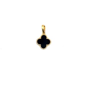 Verguld Marokkaanse klaverhanger met onyx M