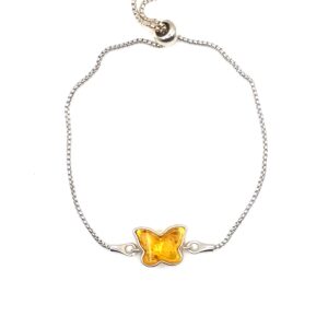 Zilveren en barnsteen armband