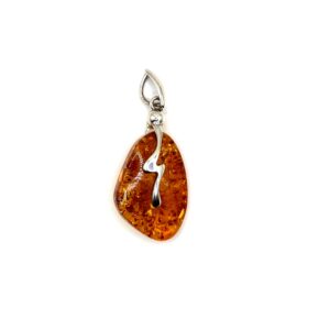 zilveren hanger met cognac amber
