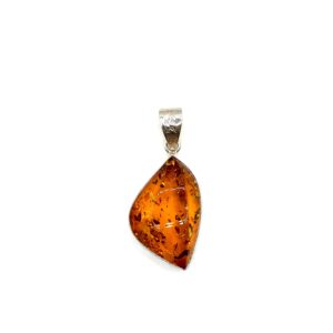 zilveren hanger met cognac amber