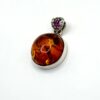 Zilveren hanger met cognac amber - Afbeelding 3