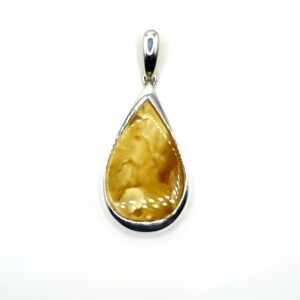 Zilveren hanger met barnsteen