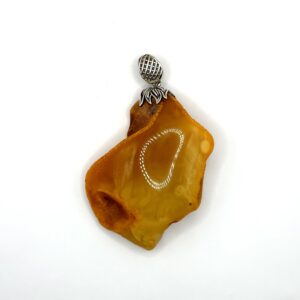 Zilveren hanger met honing-amber