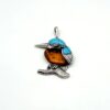 Zilveren hanger met barnsteen ijsvogel XL - Afbeelding 2