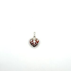 Zilveren hanger met amber, hartje