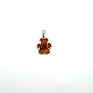 zilveren hanger met amber, beer