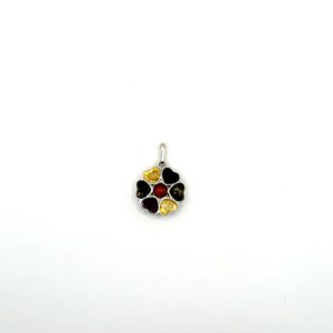 zilveren hanger met amber, bloem