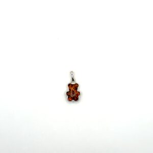 Zilveren hanger met barnsteen, teddybeer