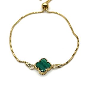 Alternative view of Vergulde Marokkaanse klaverarmband met malachiet M