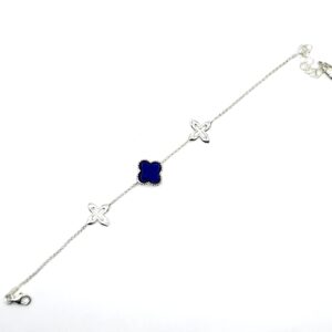 Alternative view of Zilveren armband met lapis lazuli, klaver M