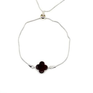 Zilveren armband met kersen-amber, klaver XL