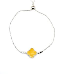 Zilveren armband met amber, klaver XL