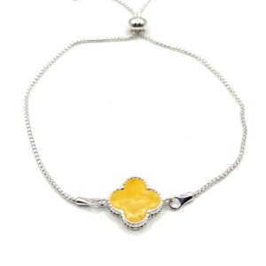 Alternative view of Zilveren armband met amber, klaver XL