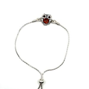 Zilveren armband met barnsteen, uil