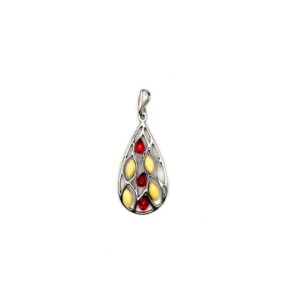 Zilveren hanger met amber