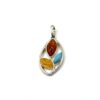 Zilveren hanger met amber en turkoois - Afbeelding 2