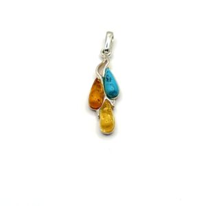 Alternative view of Zilveren hanger met amber en turkoois