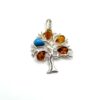 Zilveren hanger met amber en turkoois, boom - Afbeelding 2