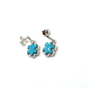 Alternative view of Zilveren oorbellen met turkoois, Puzzel