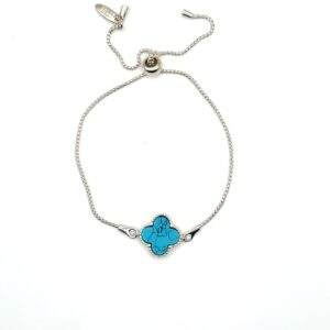 Zilveren armband met turkoois, Marokkaans klavertje XL