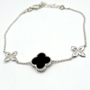 Alternative view of Zilveren armband met onyx, Marokkaanse klaver XL