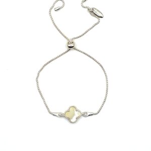 Zilveren armband met parelmoer, Marokkaans klavertje M