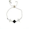Zilveren armband met onyx, Marokkaanse klaver M