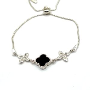 Alternative view of Zilveren armband met onyx, Marokkaanse klaver M