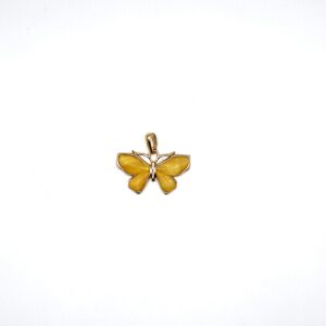 Vergulde hanger met barnsteen, mot