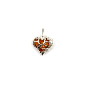 Zilveren hanger met barnsteen. Hart