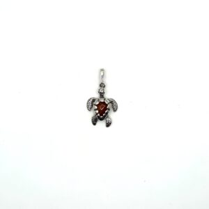 Zilveren hanger met barnsteen, schildpad